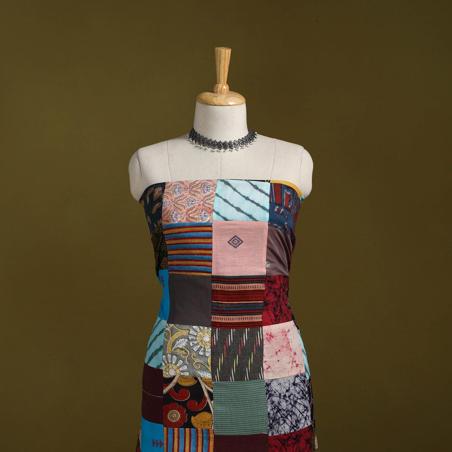 Hand-stitched mosaic cotton unstitched kurta material