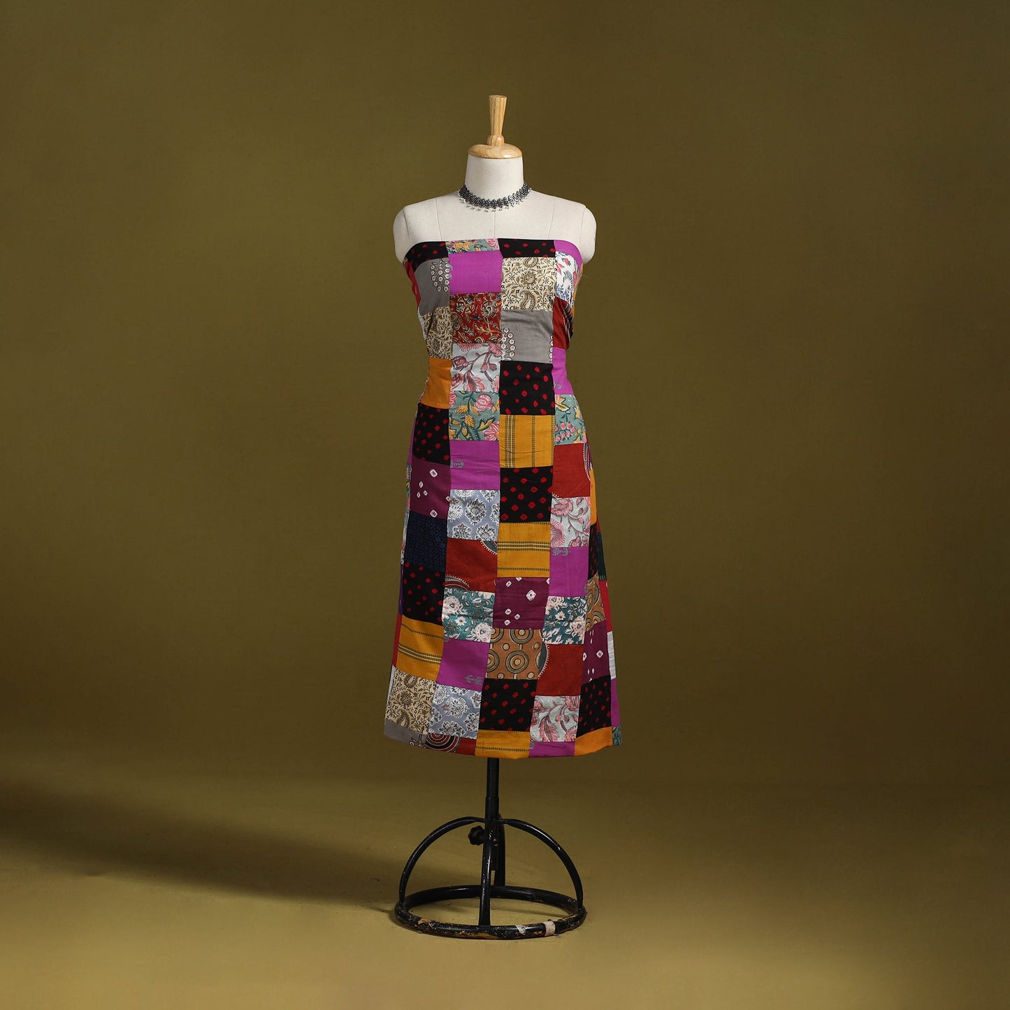 Hand-stitched mosaic cotton unstitched kurta material