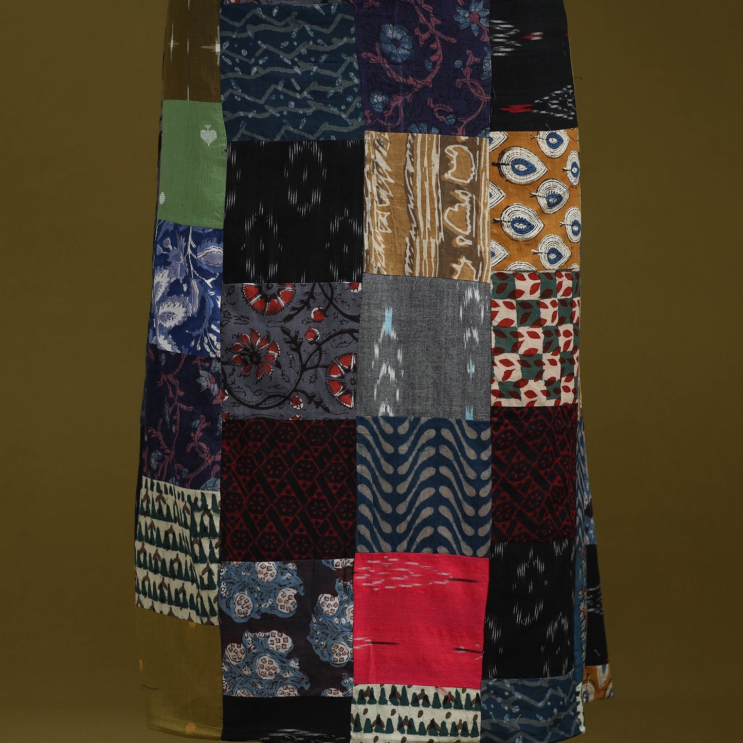 Hand-stitched mosaic cotton unstitched kurta material