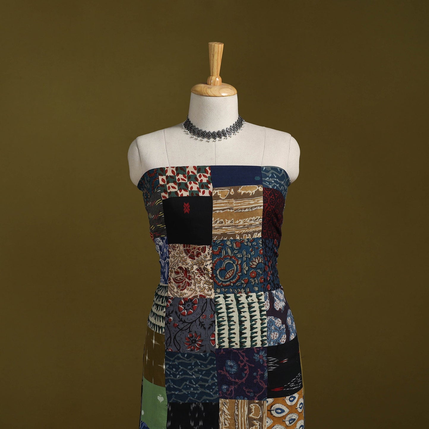 Hand-stitched mosaic cotton unstitched kurta material