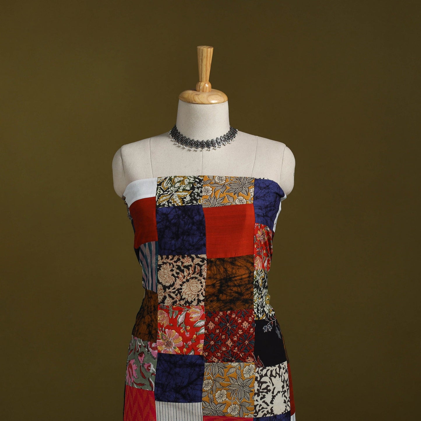 Hand-stitched mosaic cotton unstitched kurta material