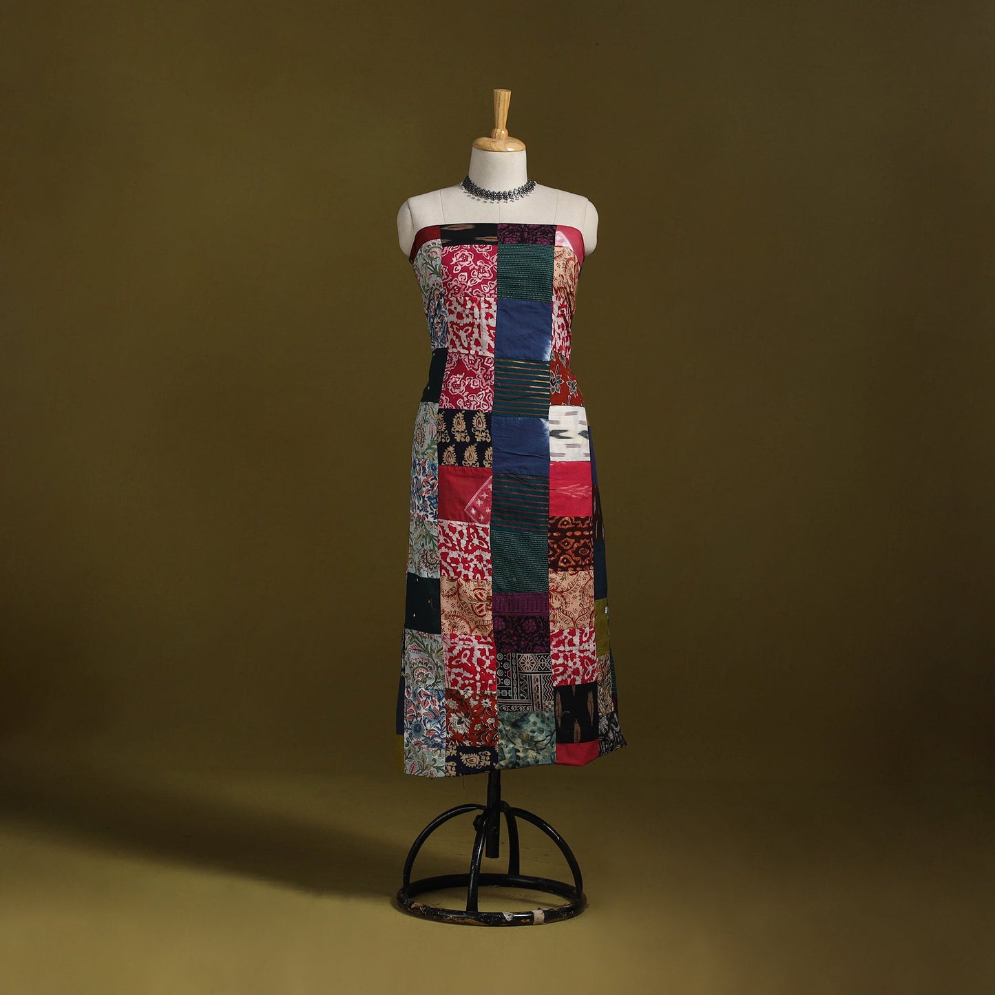 Hand-stitched mosaic cotton unstitched kurta material