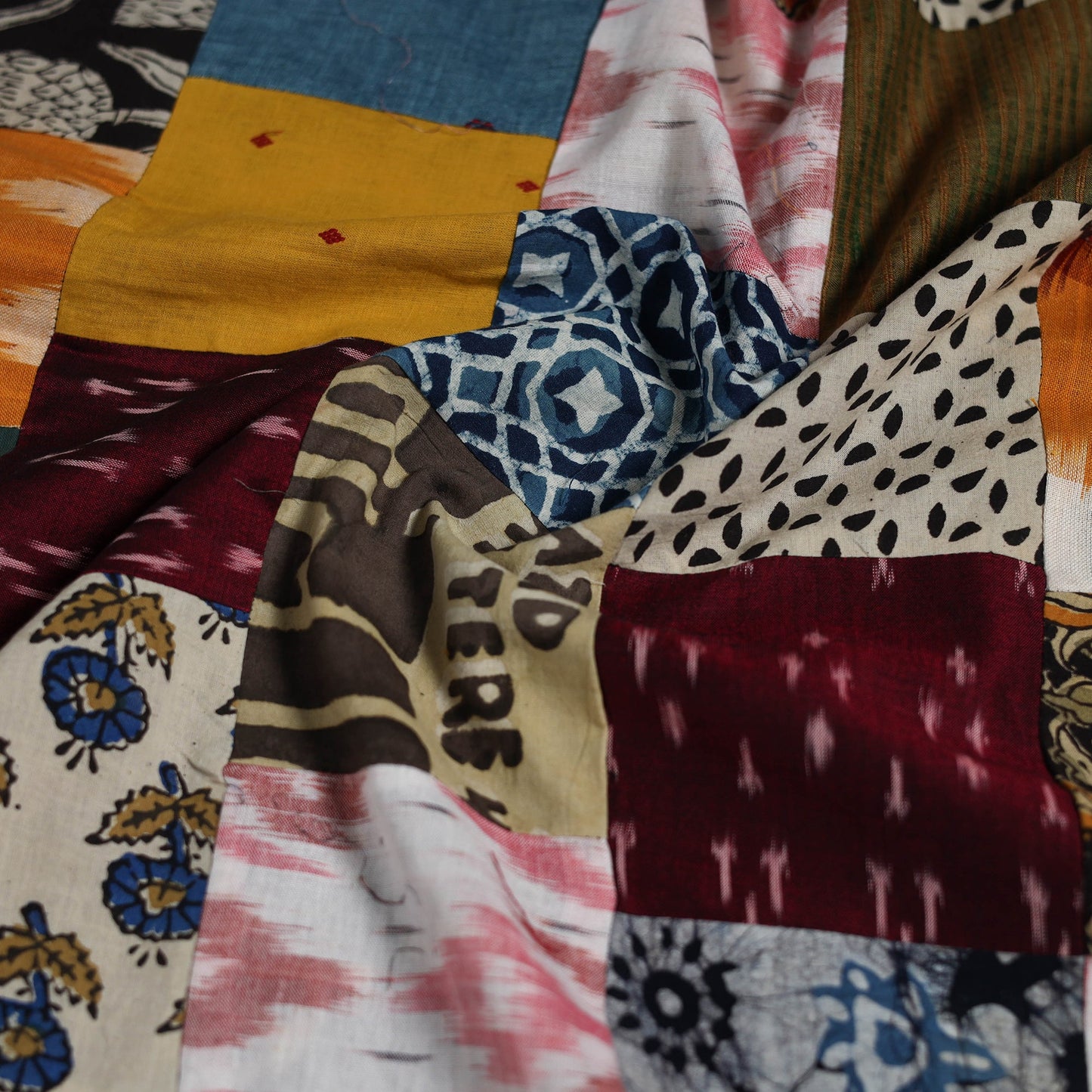 Hand-stitched mosaic cotton unstitched kurta material