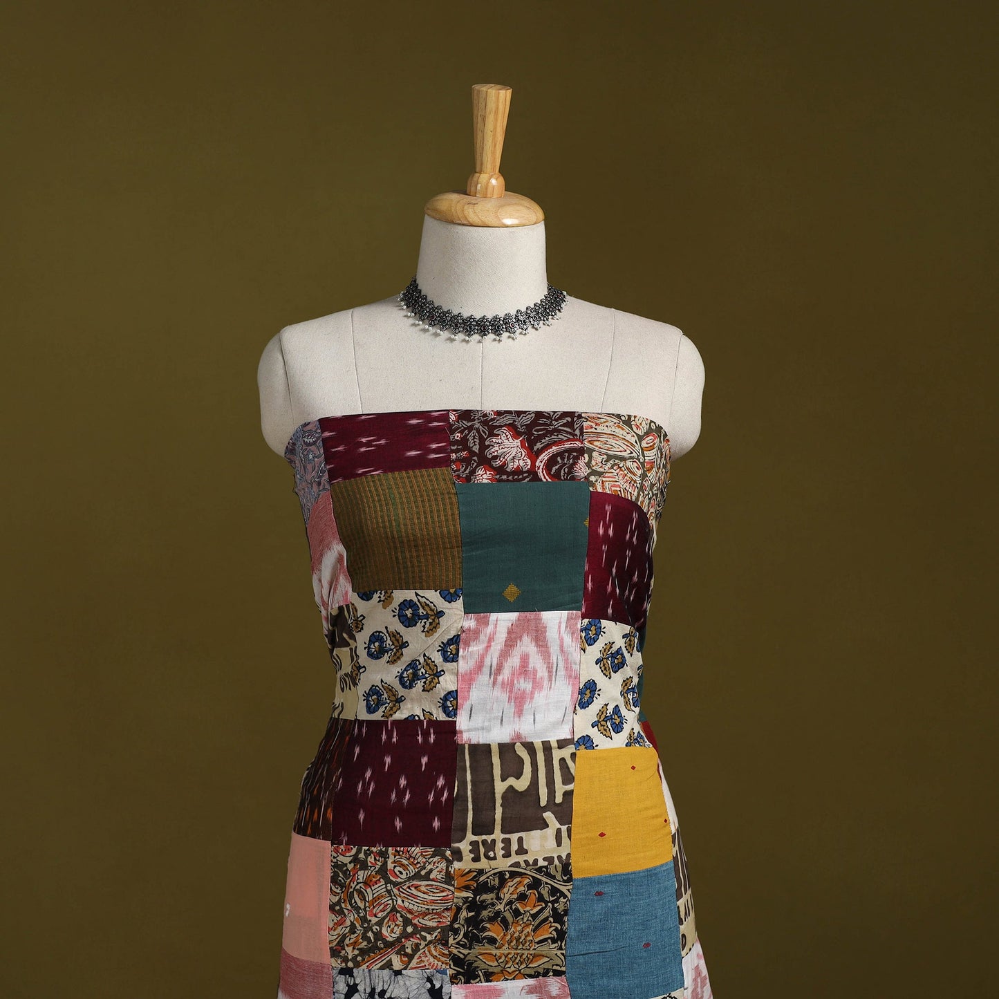 Hand-stitched mosaic cotton unstitched kurta material