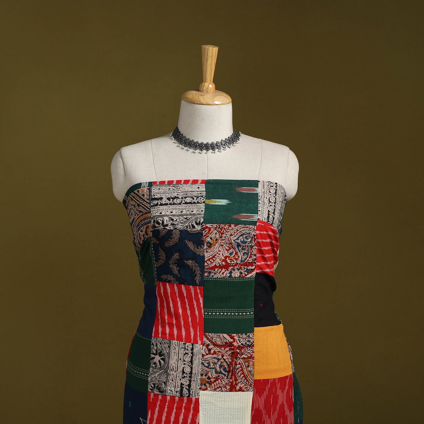 Hand-stitched mosaic cotton unstitched kurta material