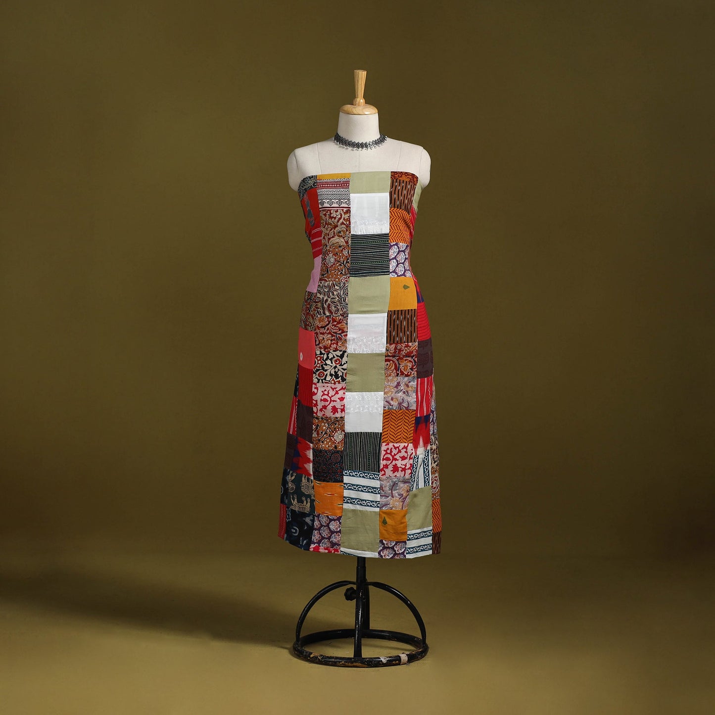 Hand-stitched mosaic cotton unstitched kurta material