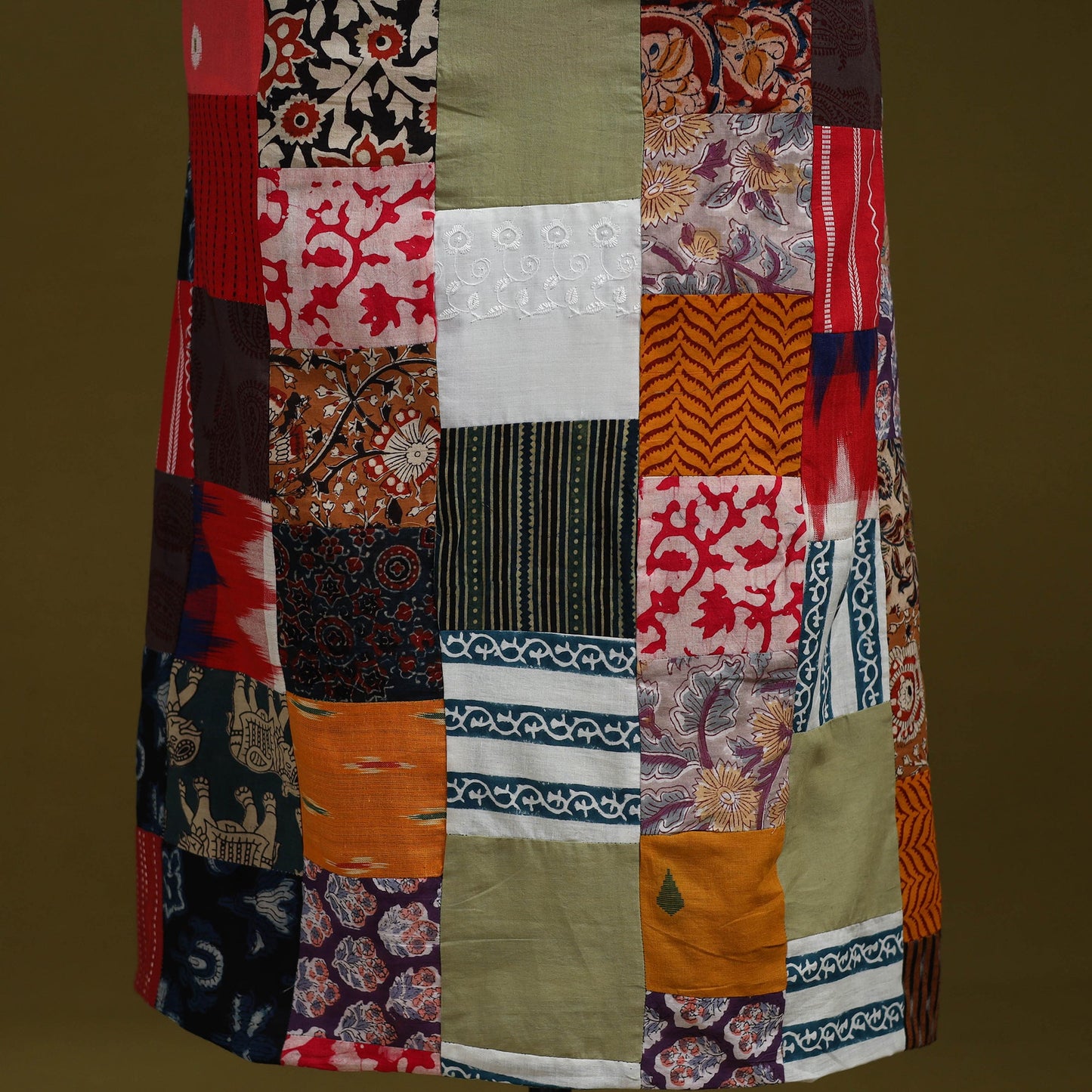 Hand-stitched mosaic cotton unstitched kurta material