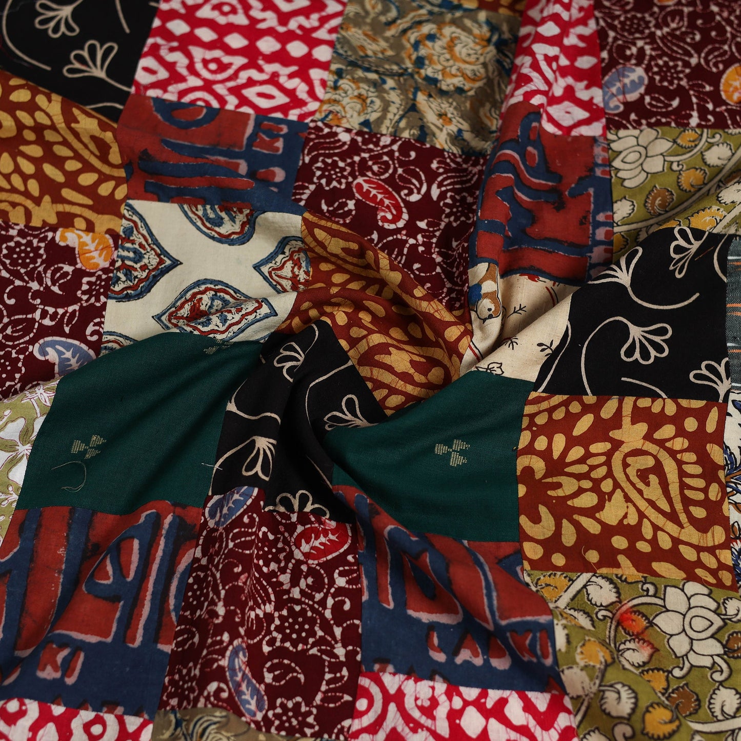 Hand-stitched mosaic cotton unstitched kurta material