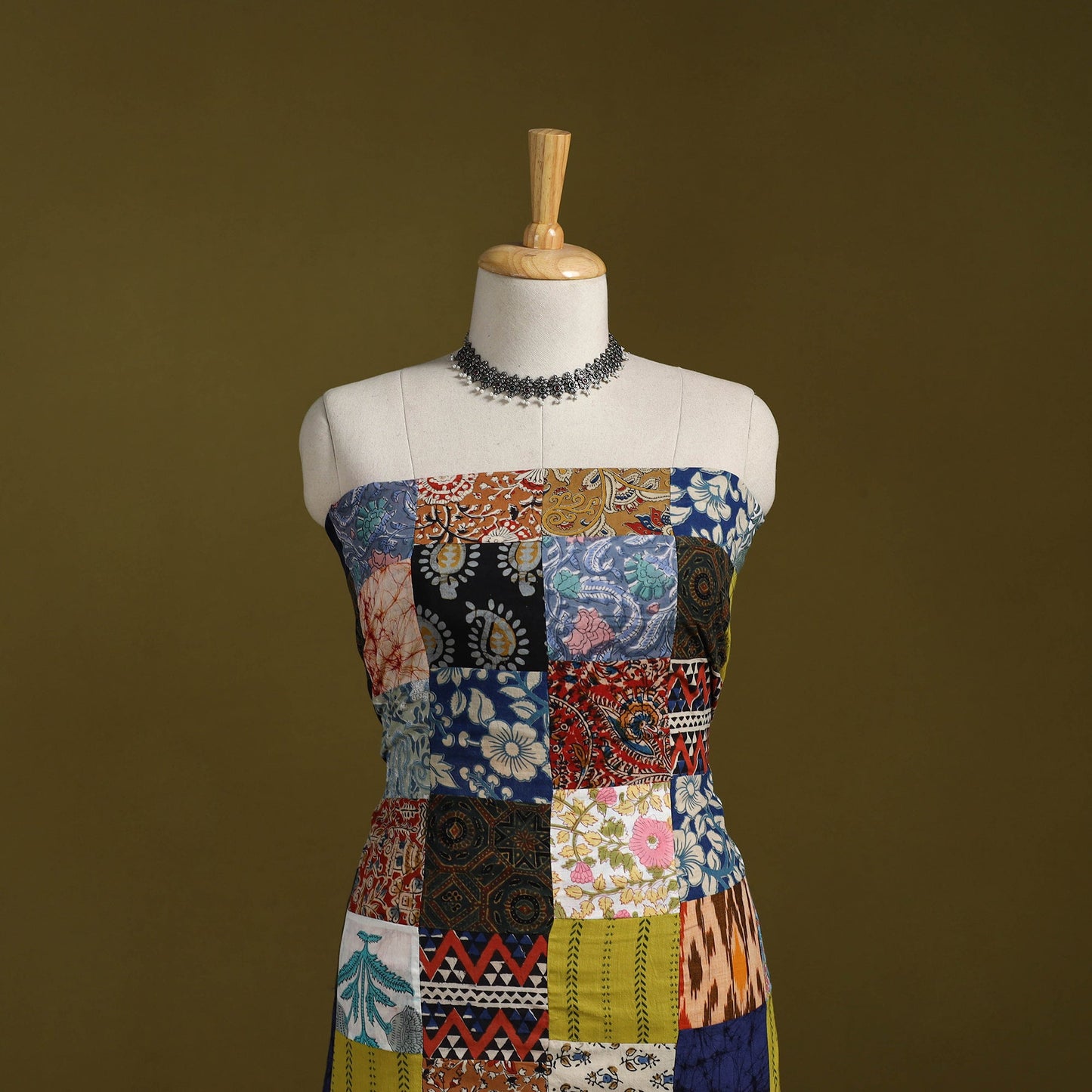 Hand-stitched mosaic cotton unstitched kurta material