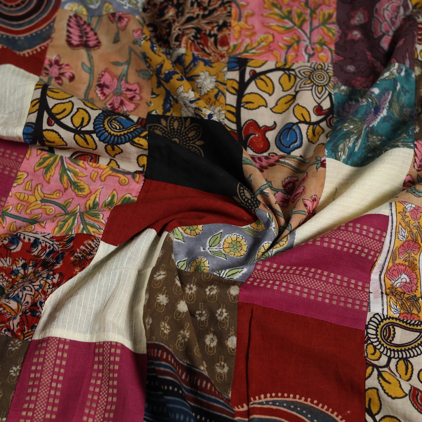 Hand-stitched mosaic cotton unstitched kurta material