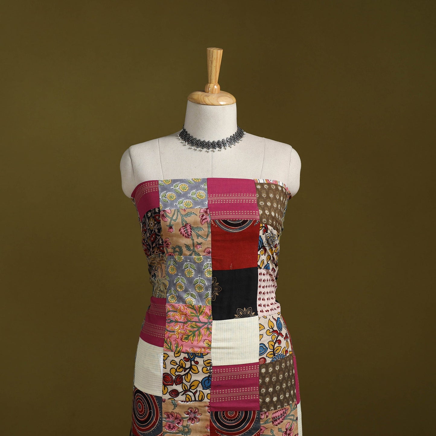 Hand-stitched mosaic cotton unstitched kurta material