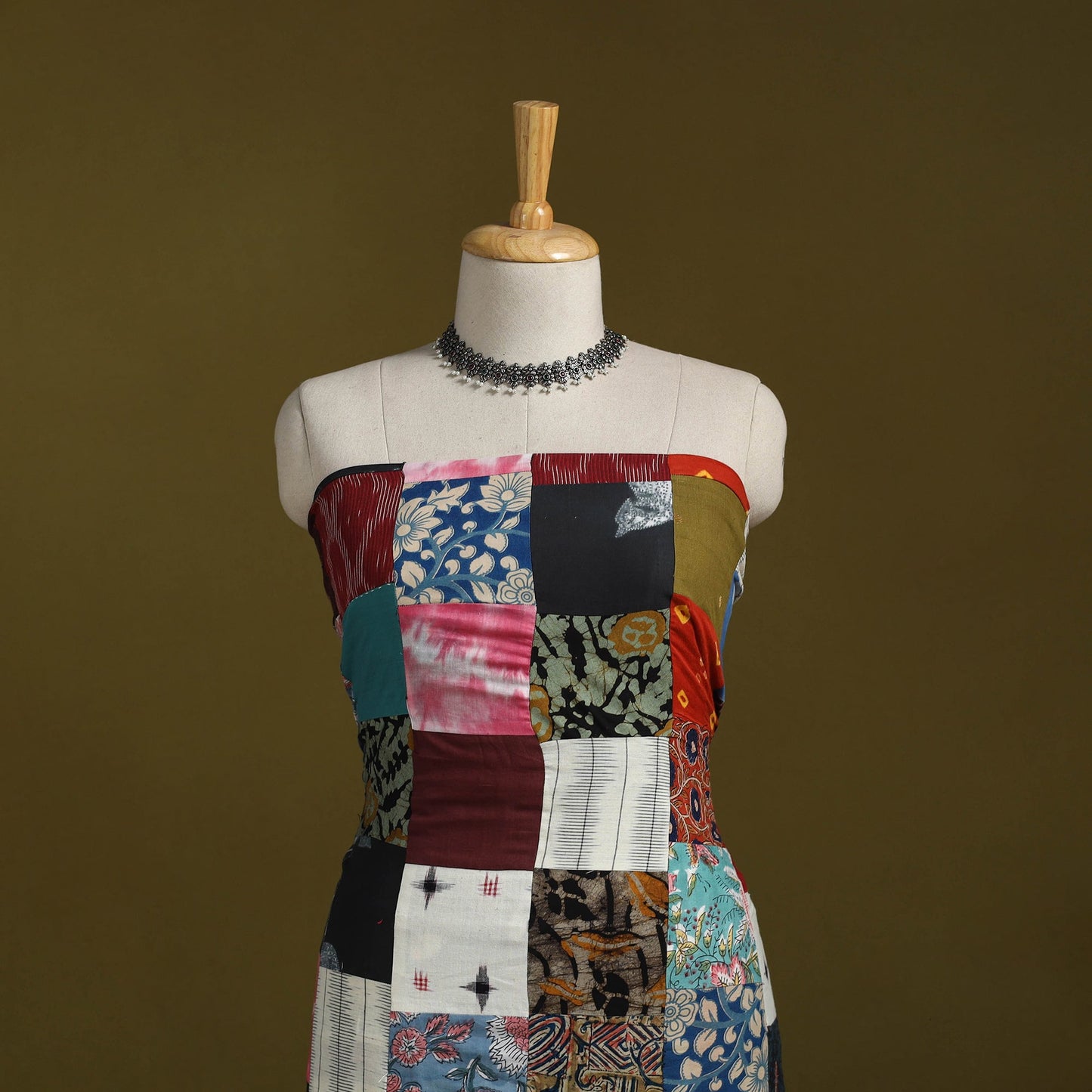 Hand-stitched mosaic cotton unstitched kurta material