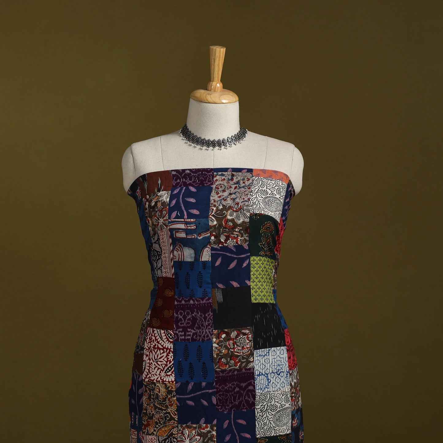 Hand-stitched mosaic cotton unstitched kurta material