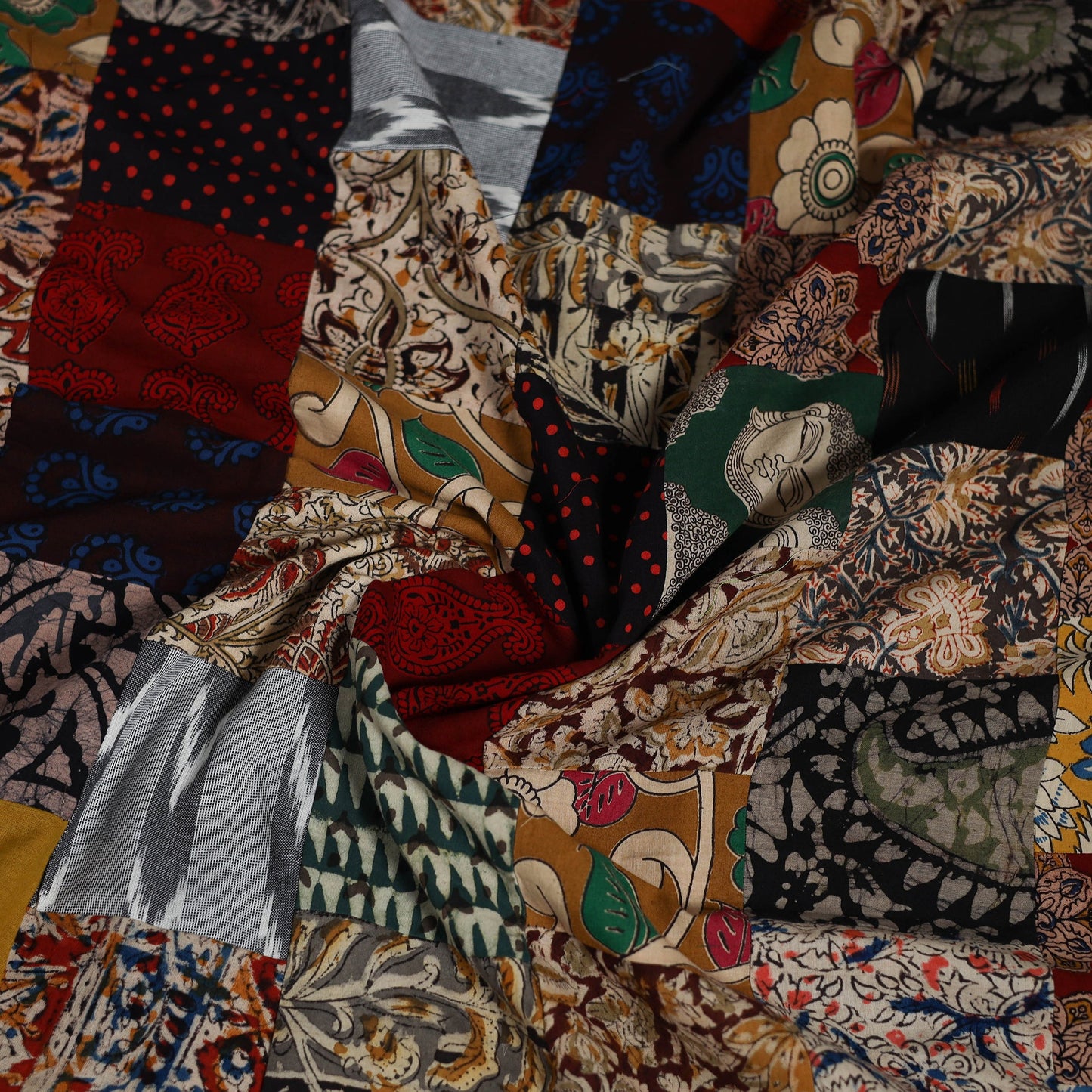 Hand-stitched mosaic cotton unstitched kurta material