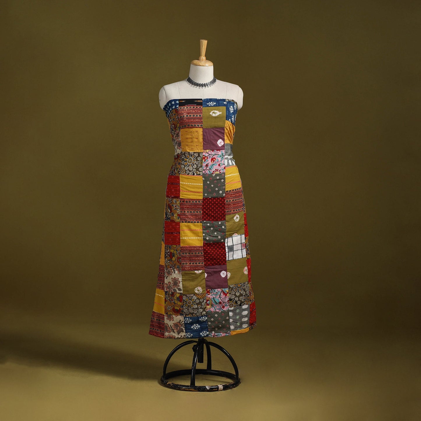 Hand-stitched mosaic cotton unstitched kurta material