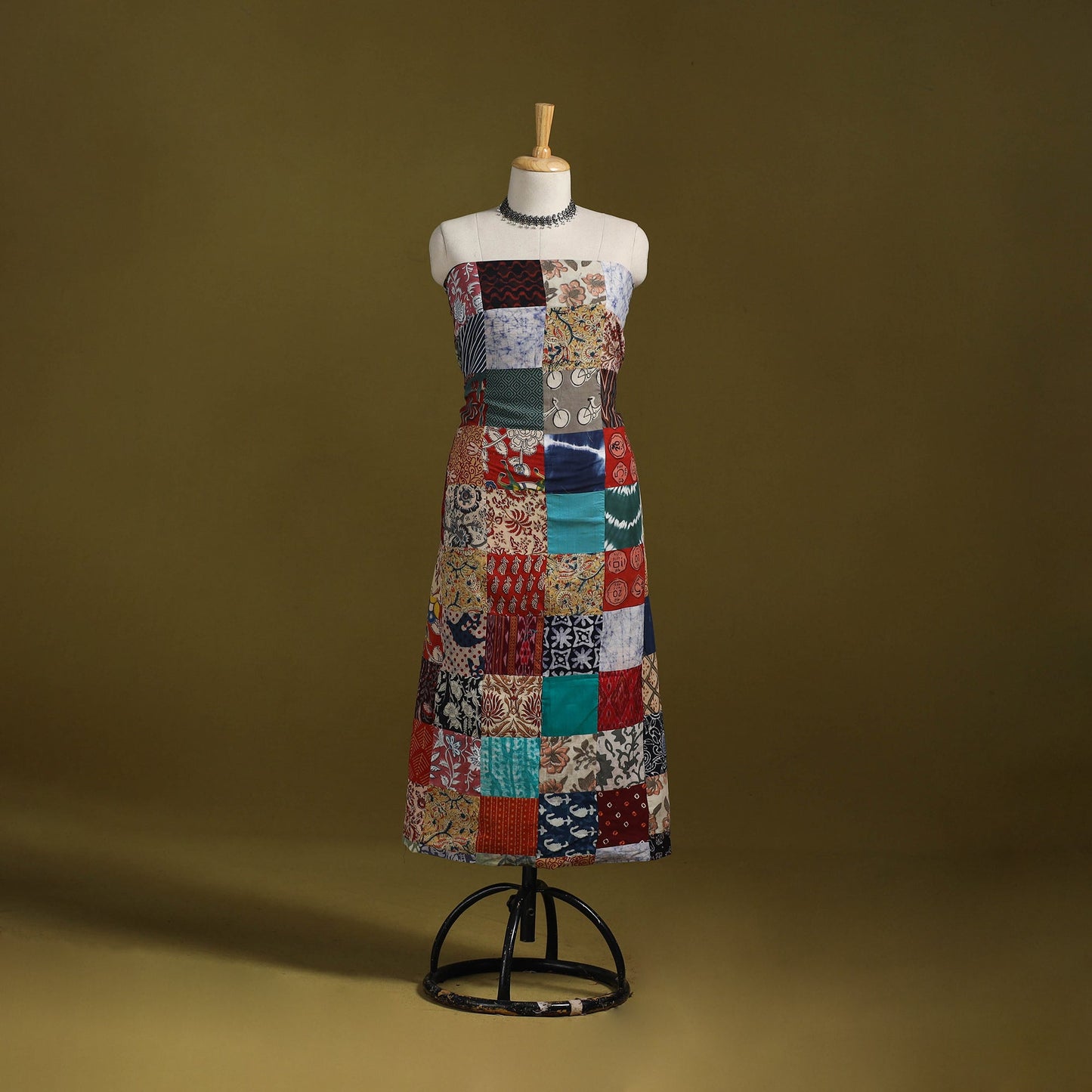 Hand-stitched mosaic cotton unstitched kurta material