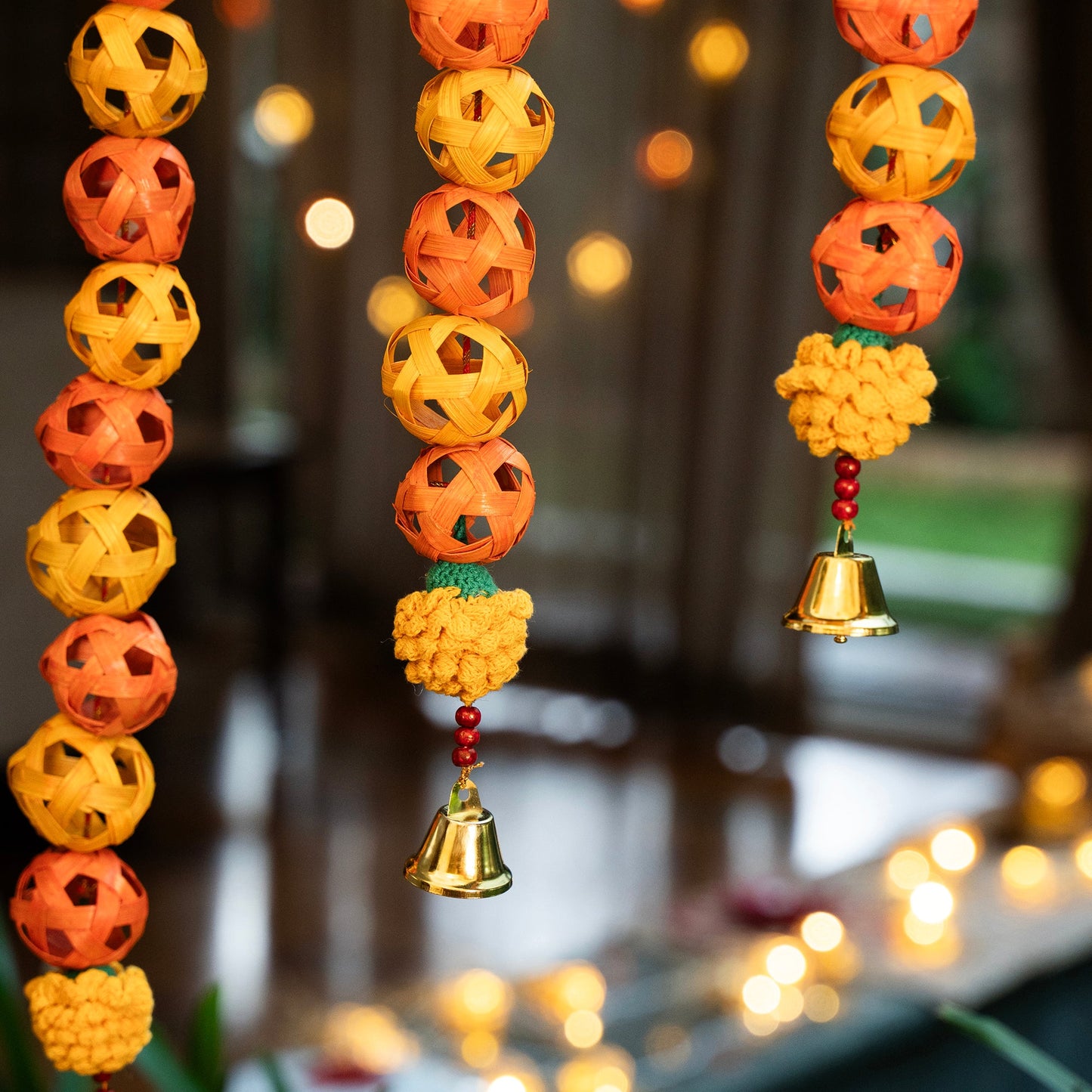 Handcrafted bagh bamboo door hanging for decor (set of 2)