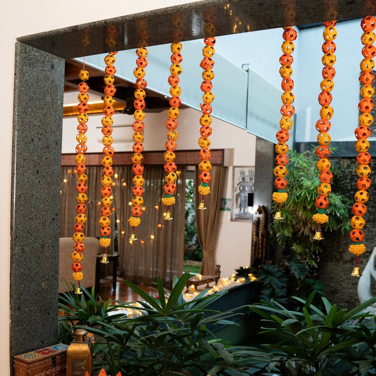 Handcrafted bagh bamboo door hanging for decor (set of 2)