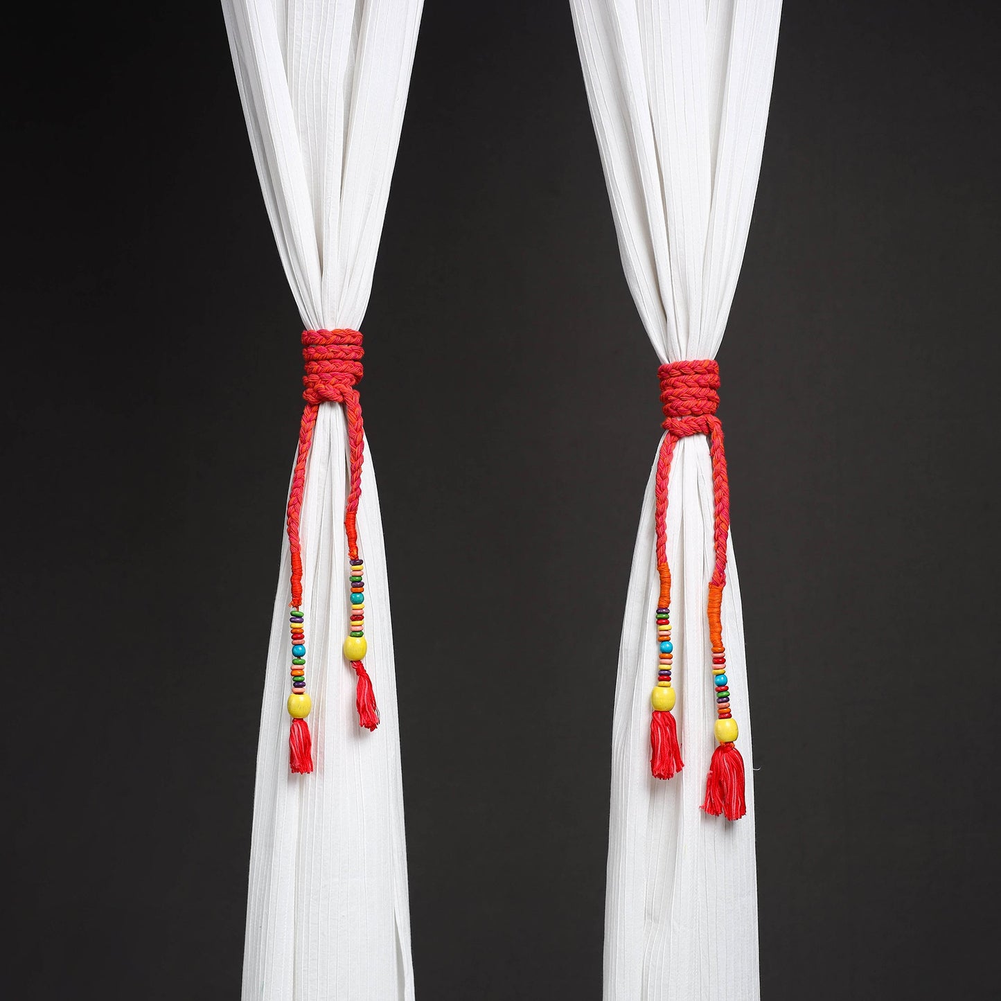  Handcrafted Bead Work Curtain Tie Backs (Set of 2)