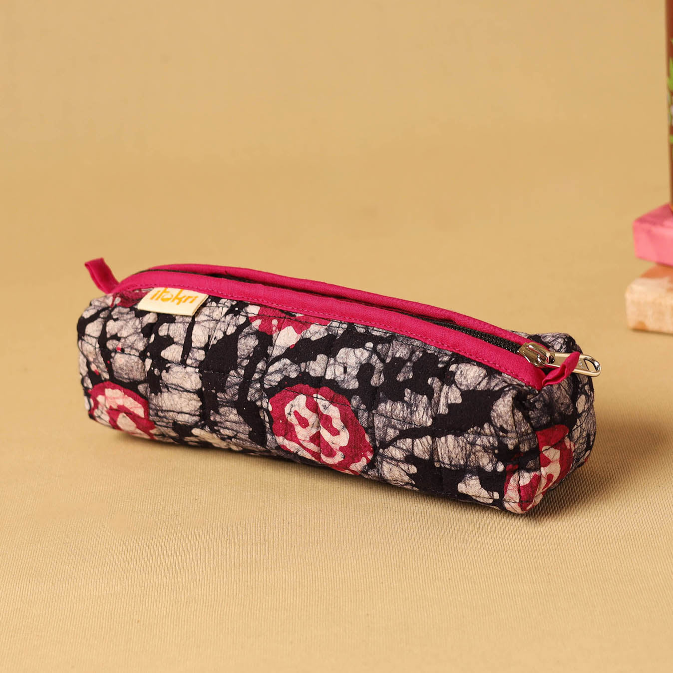 Handcrafted cotton quilted pencil pouch 11