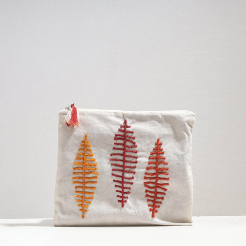  Handcrafted Cotton Recycled Leaf Design Tablet Pouch 