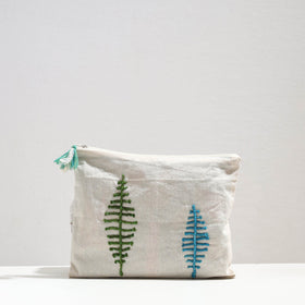  Handcrafted Cotton Recycled Leaf Design Tablet Pouch 