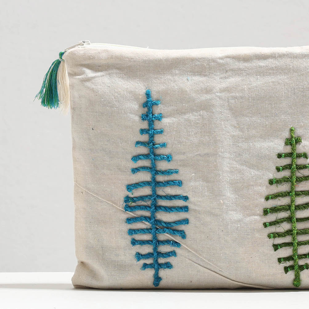  Handcrafted Cotton Recycled Leaf Design Tablet Pouch 