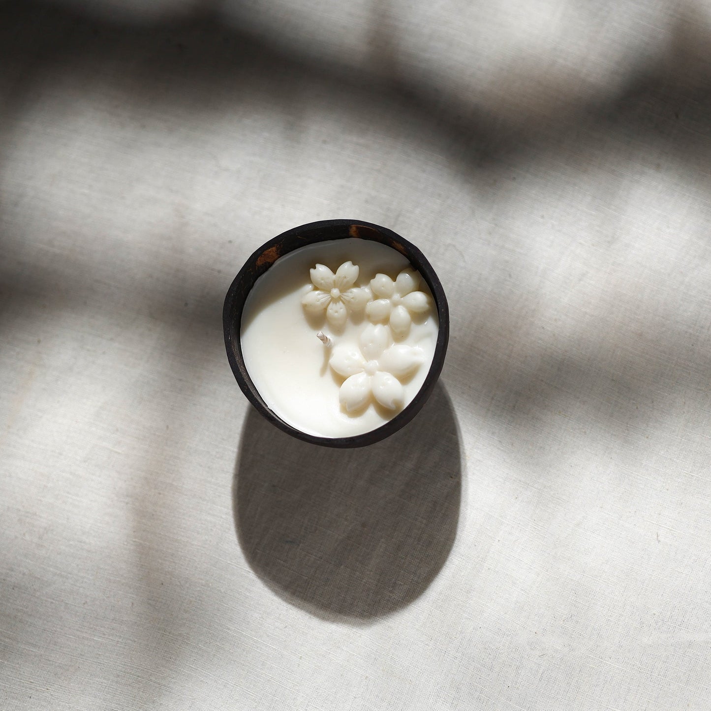 Handcrafted eco-friendly coconut shell jasmine soy scented