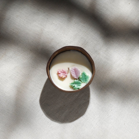 Handcrafted eco-friendly coconut shell tulasi soy scented