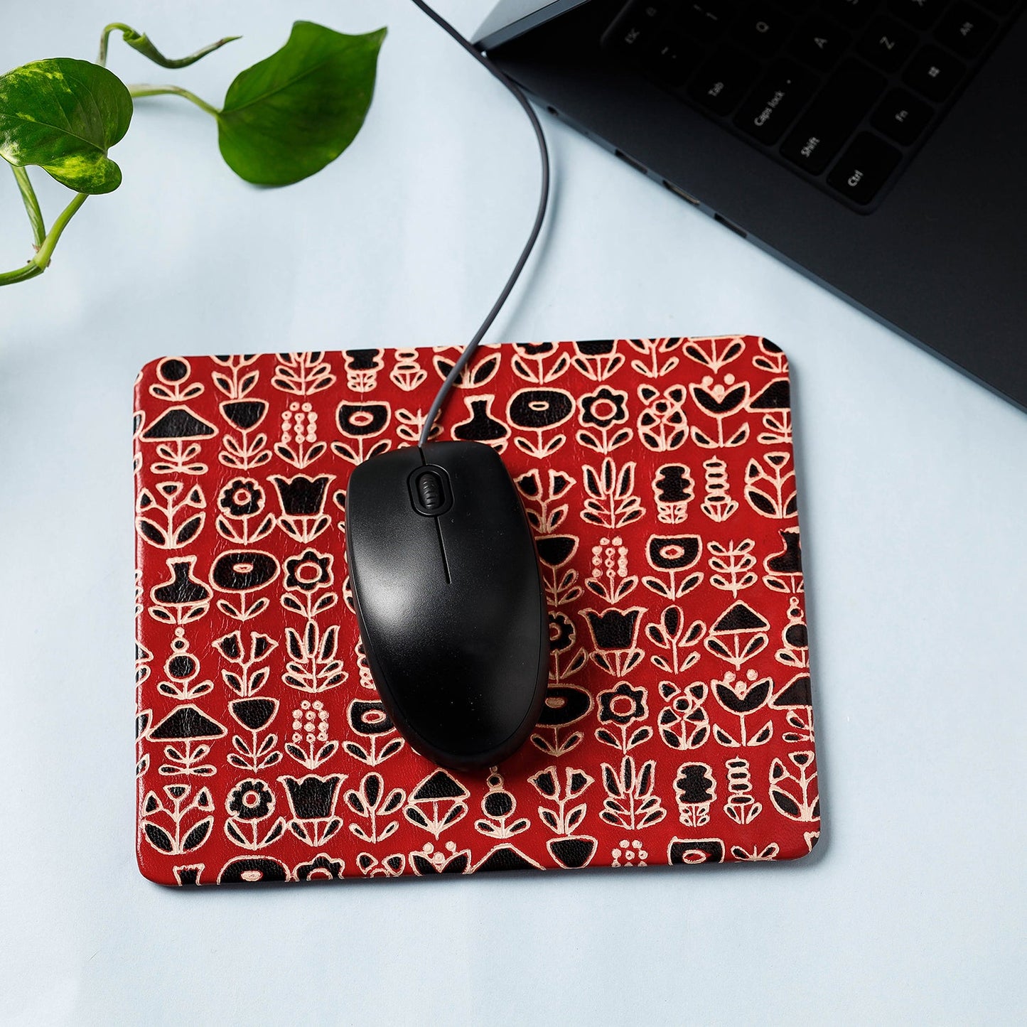  Handcrafted Embossed Leather Mouse Pad 