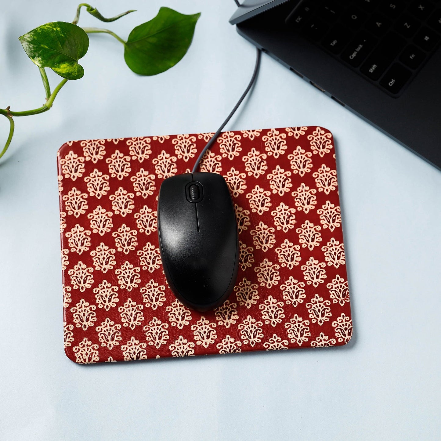  Handcrafted Embossed Leather Mouse Pad 