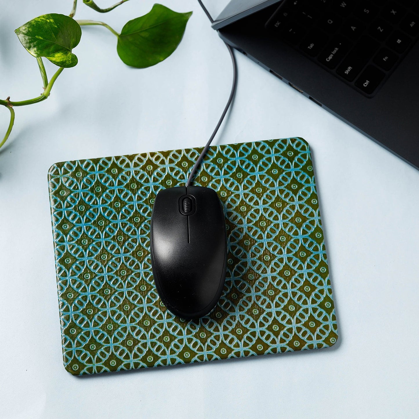  Handcrafted Embossed Leather Mouse Pad 