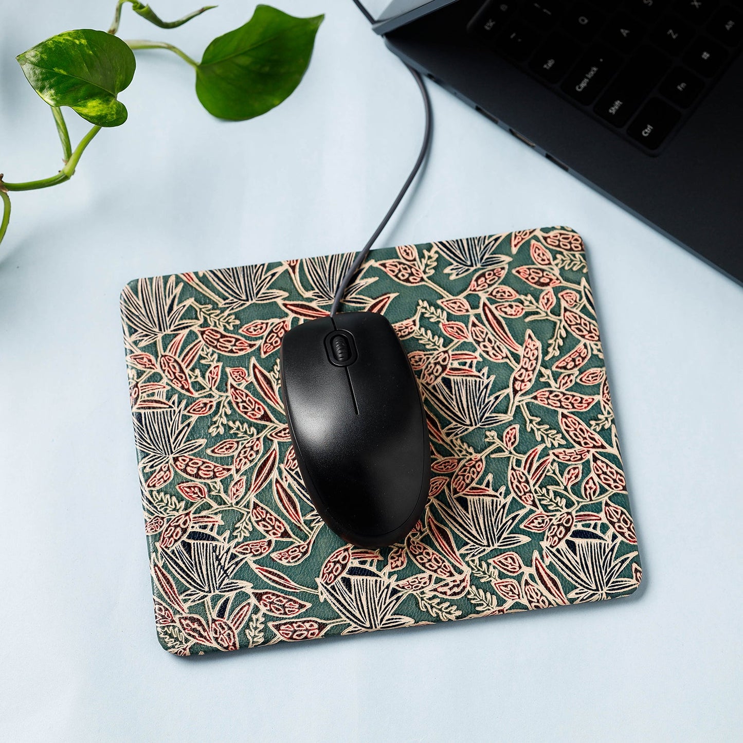  Handcrafted Embossed Leather Mouse Pad 