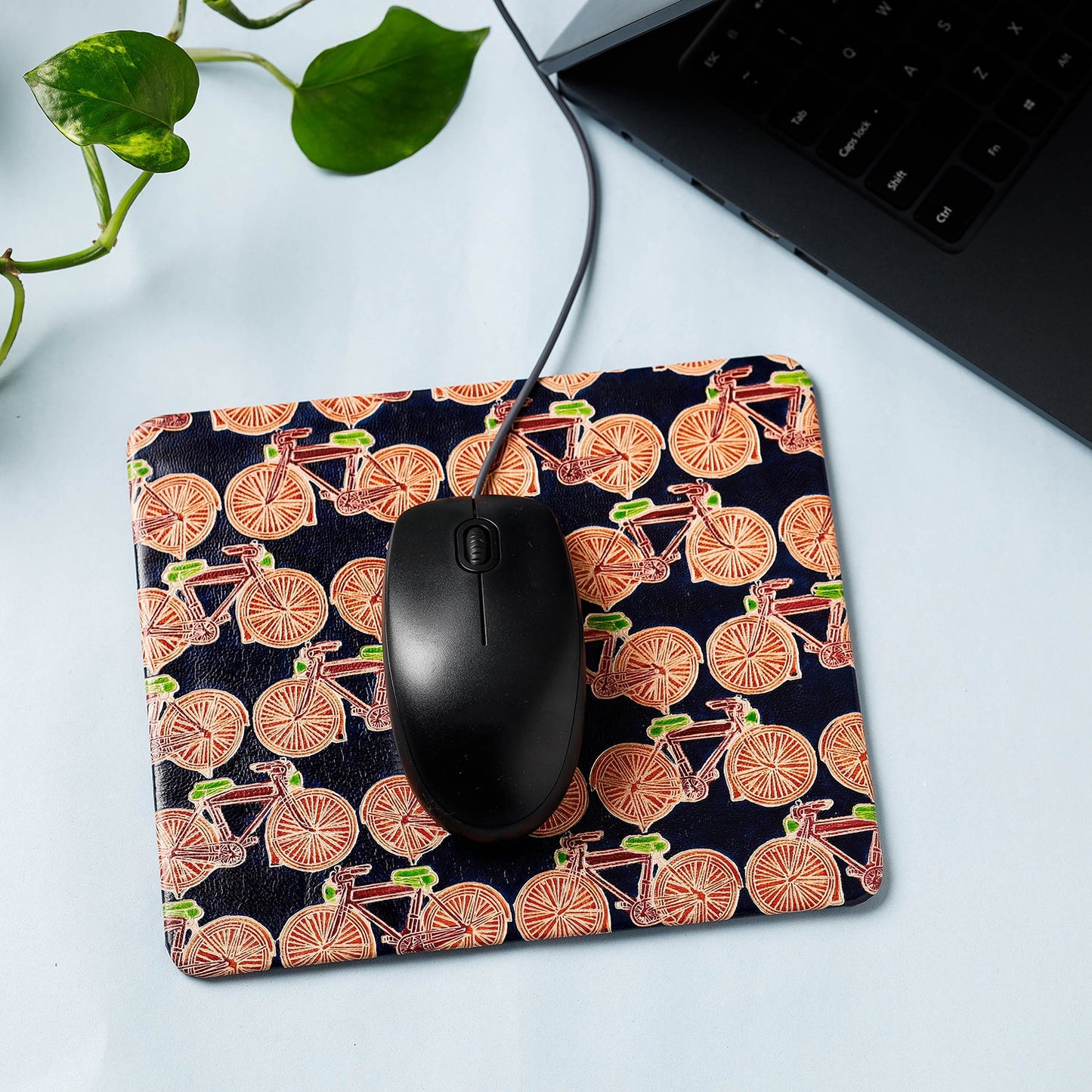  Handcrafted Embossed Leather Mouse Pad 