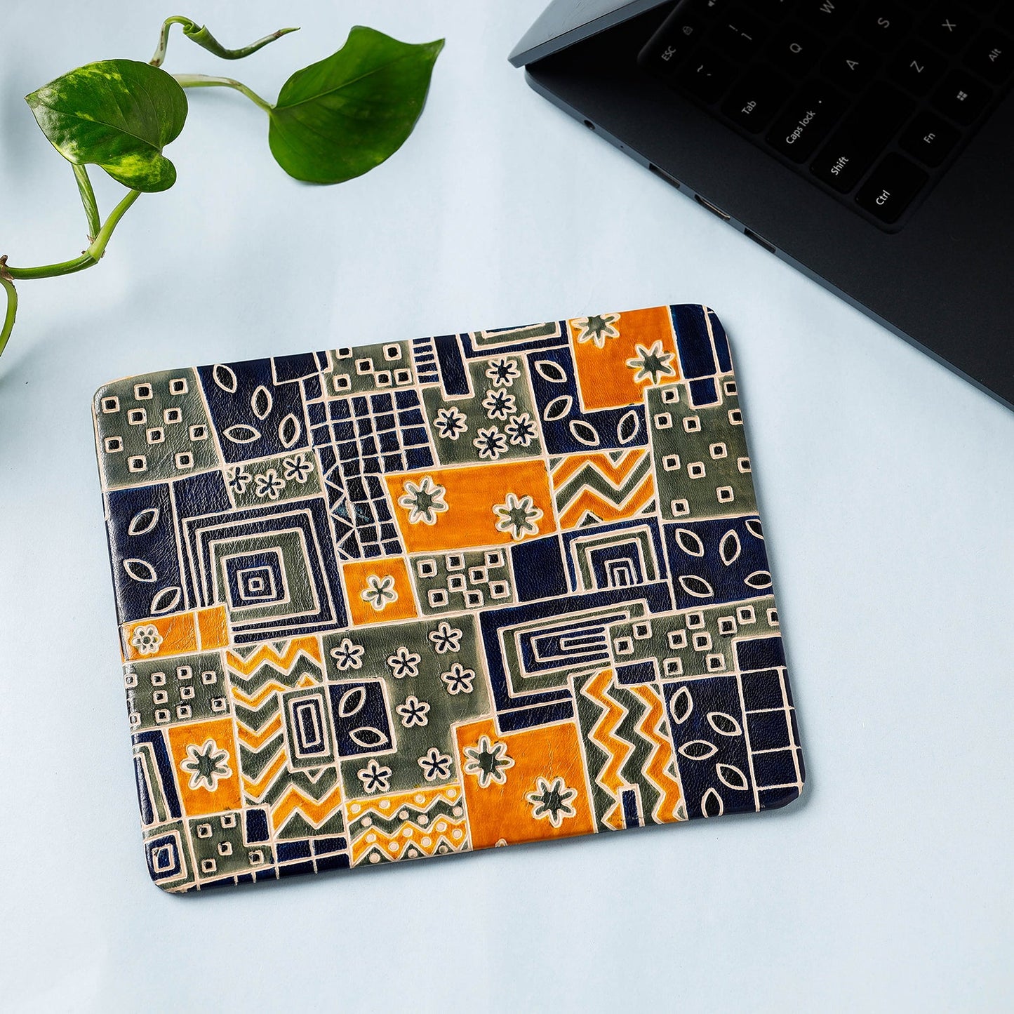  Handcrafted Embossed Leather Mouse Pad 