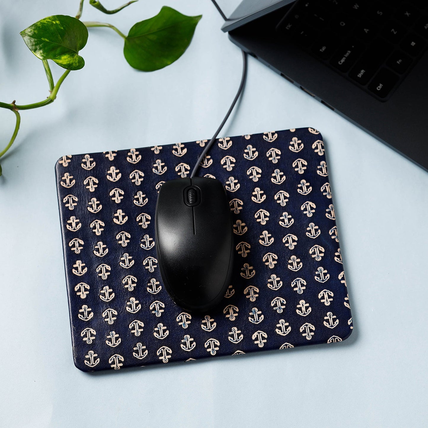  Handcrafted Embossed Leather Mouse Pad 