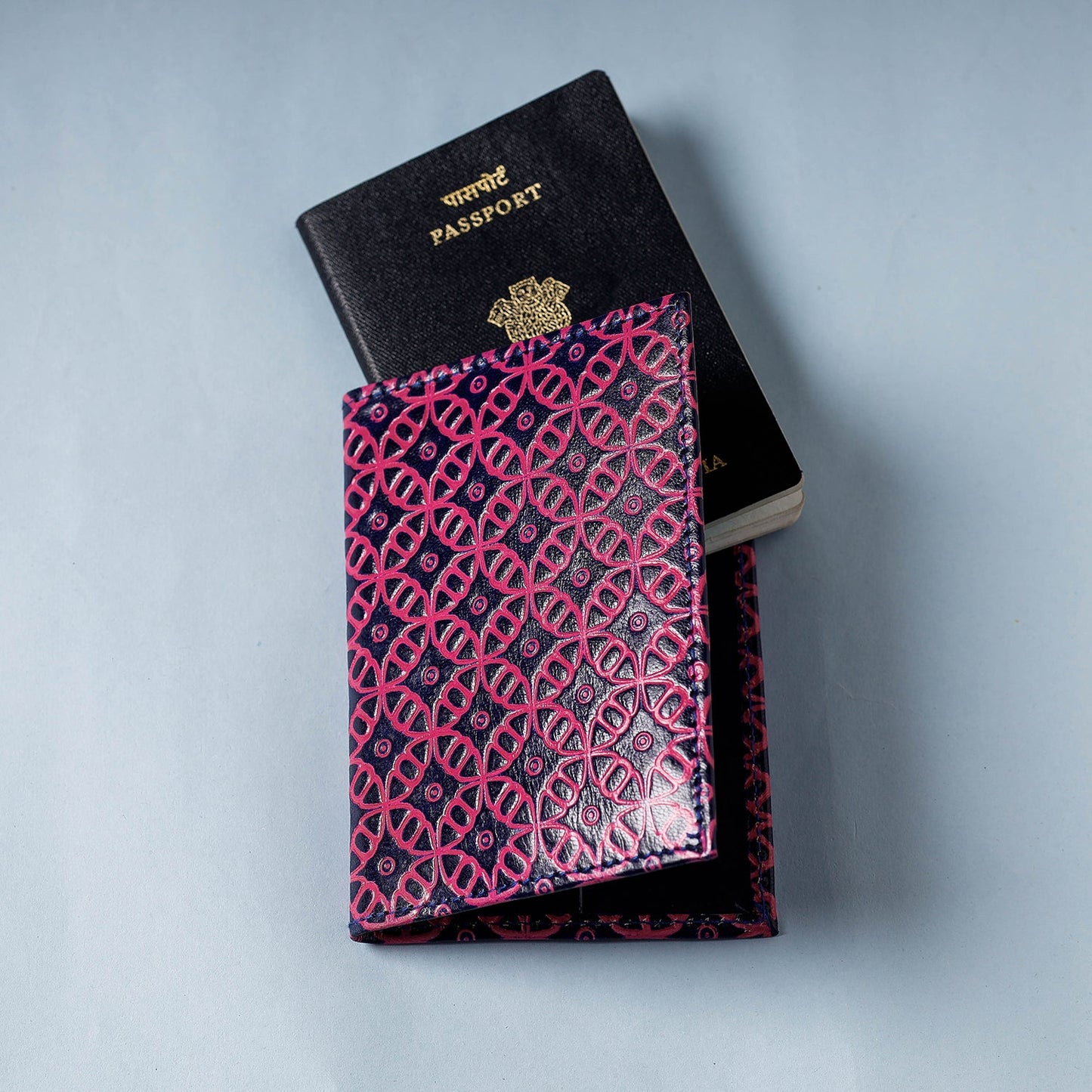  Handcrafted Embossed Leather Passport Cover 