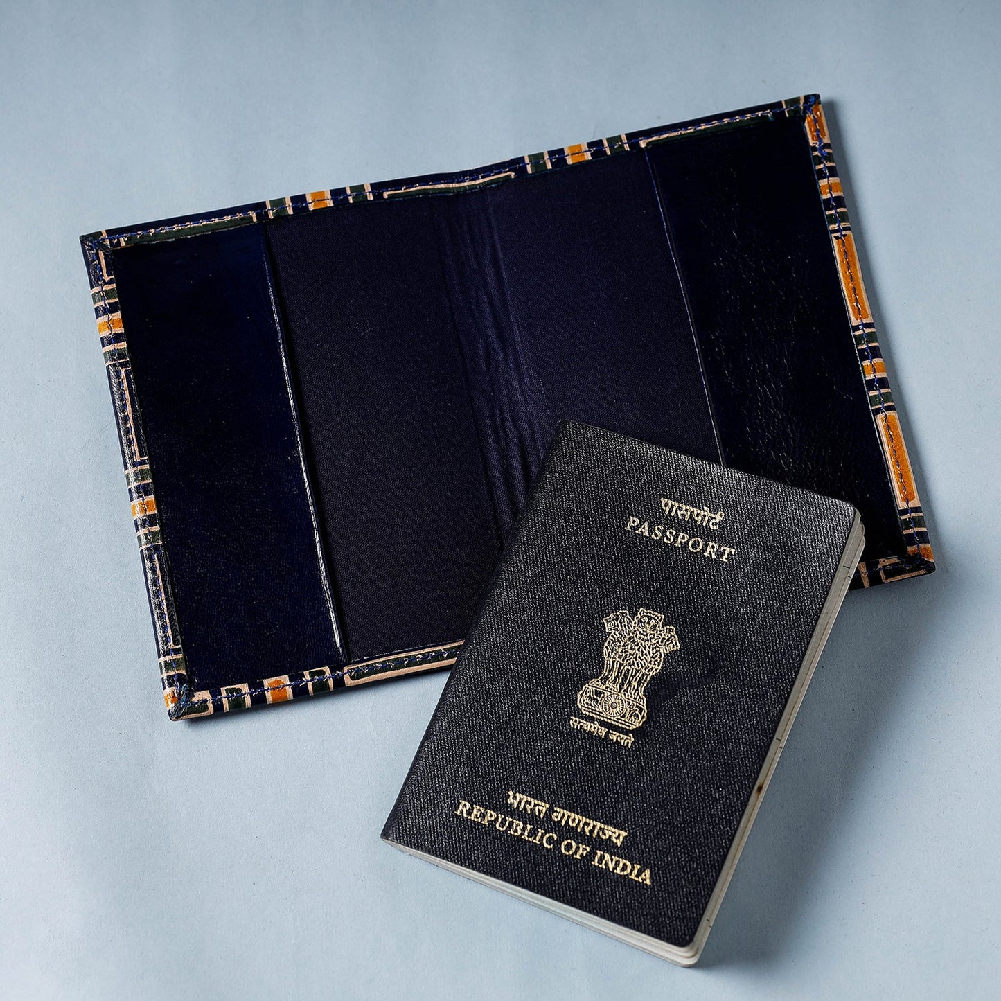  Handcrafted Embossed Leather Passport Cover 