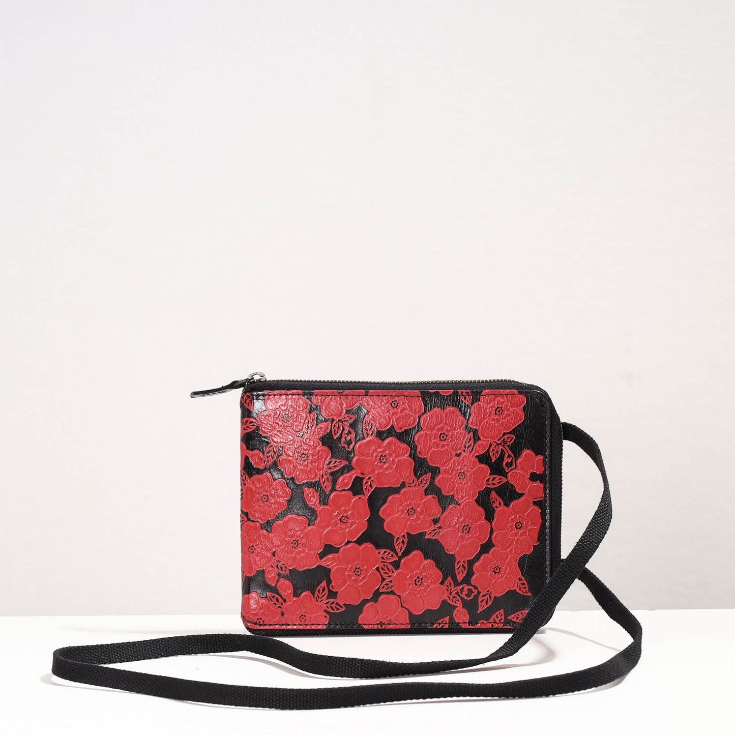  Handcrafted Embossed Leather Passport Holder Sling Bag 