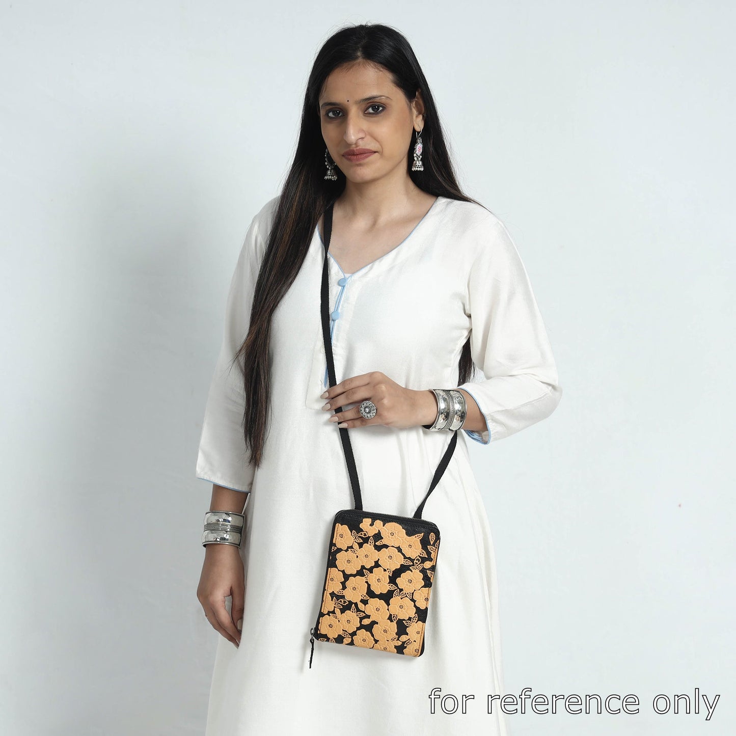  Handcrafted Embossed Leather Passport Holder Sling Bag 