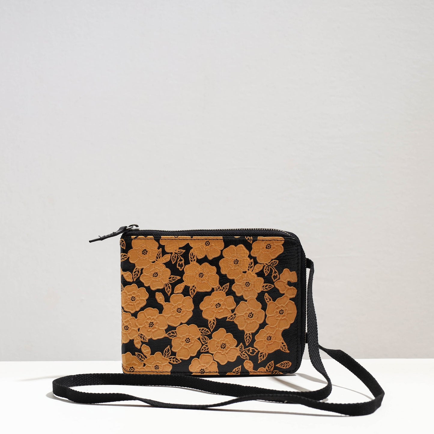  Handcrafted Embossed Leather Passport Holder Sling Bag 