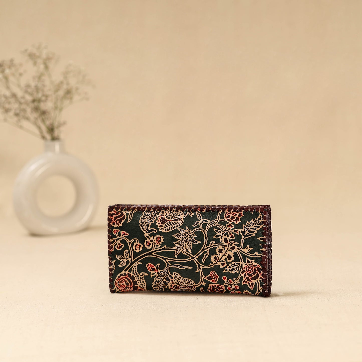 Handcrafted embossed leather wallet 42