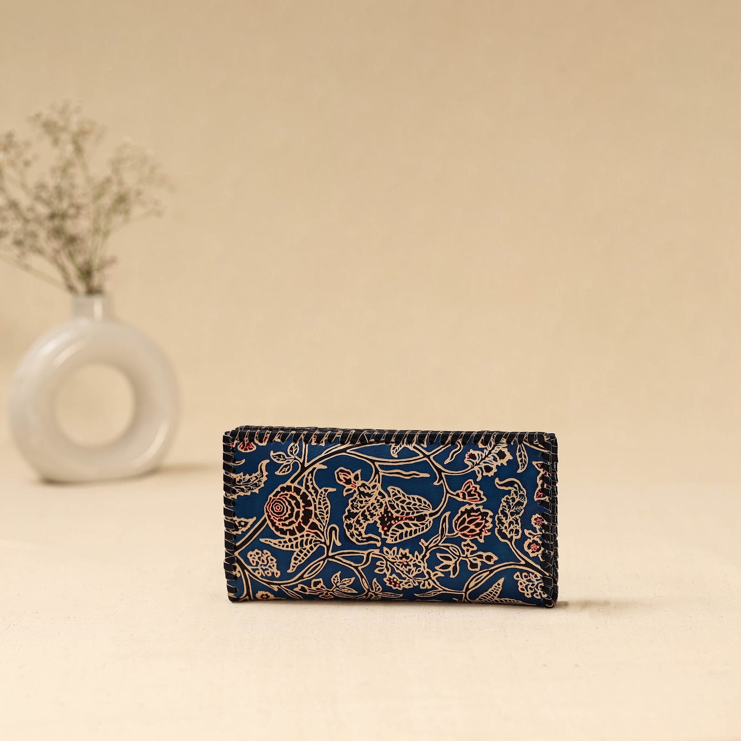 Handcrafted embossed leather wallet 46