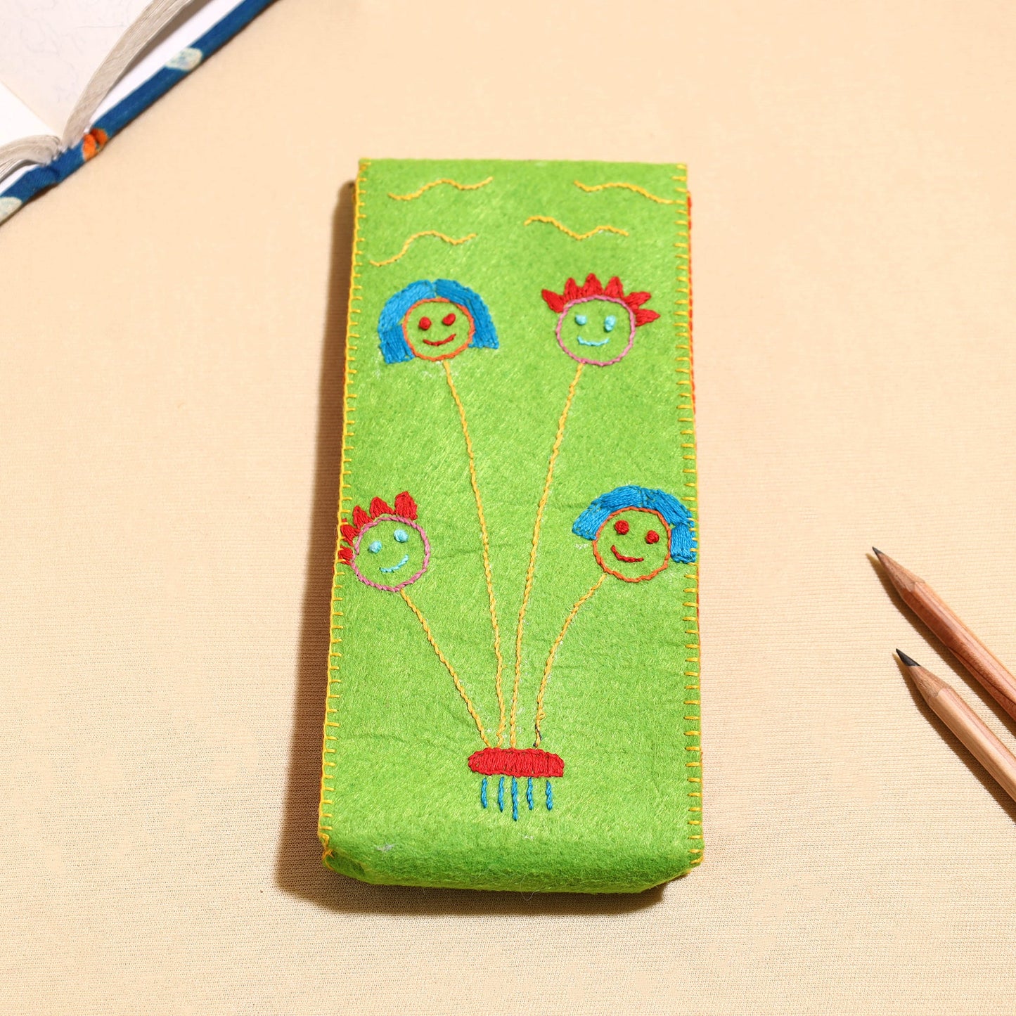  Handcrafted Embroidered Felt Pencil Pouch 