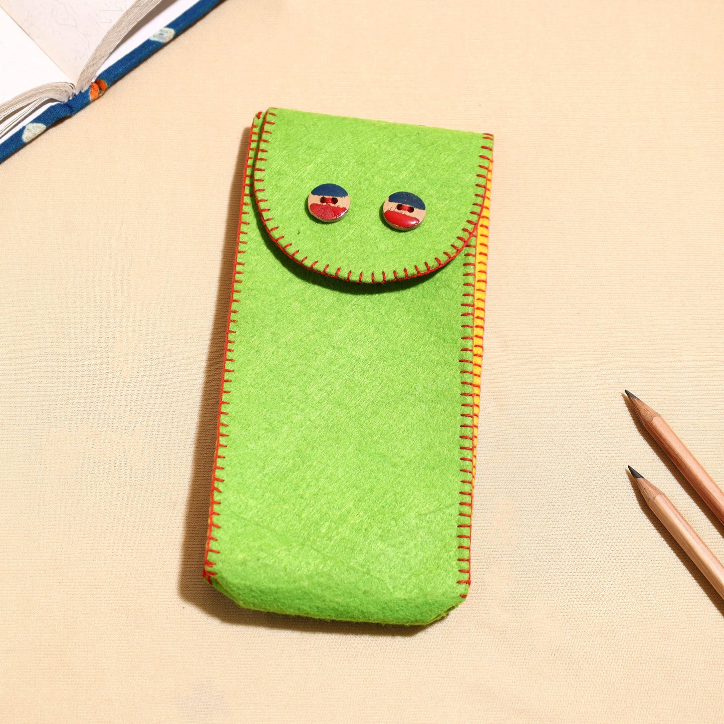  Handcrafted Embroidered Felt Pencil Pouch 