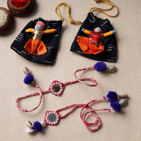 Buy Handcrafted Embroidery Bead Work Fabart Rakhi & Lumba Set 12 Online at iTokri.com