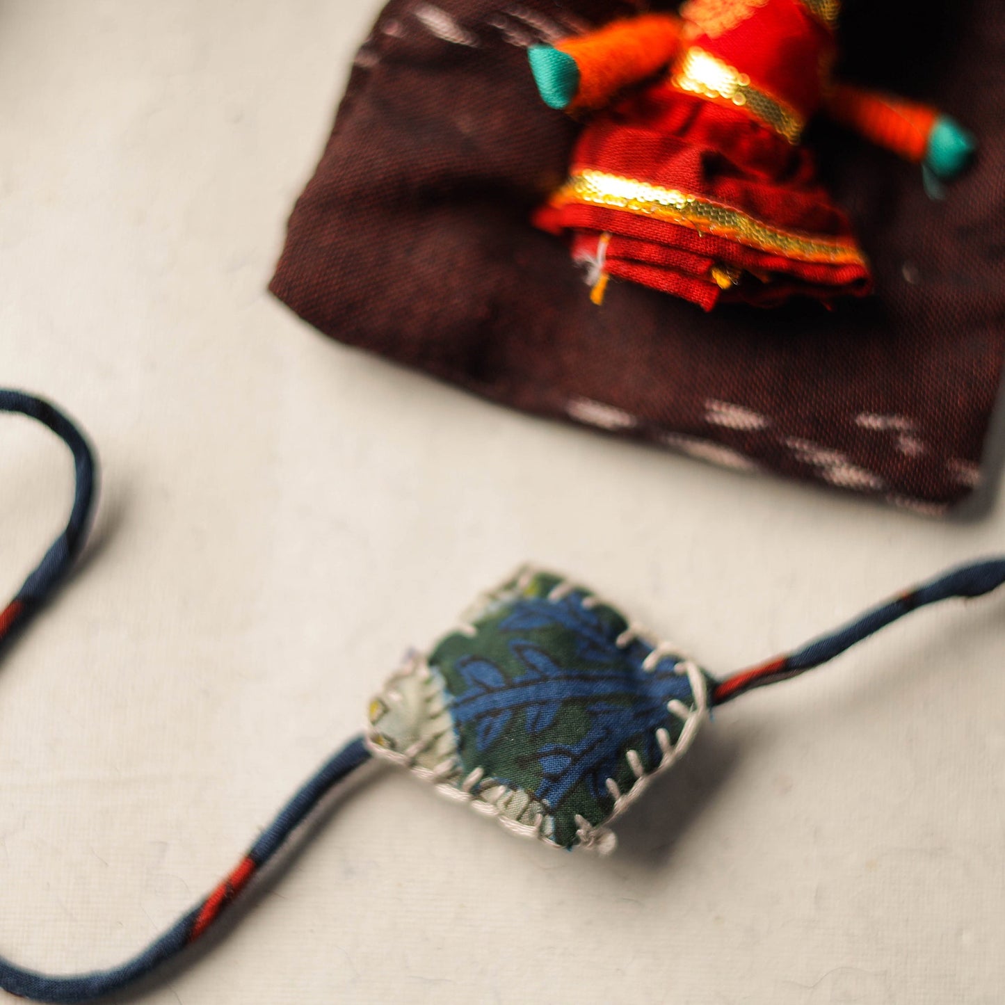  Handcrafted Embroidery Fabart Rakhi 03 