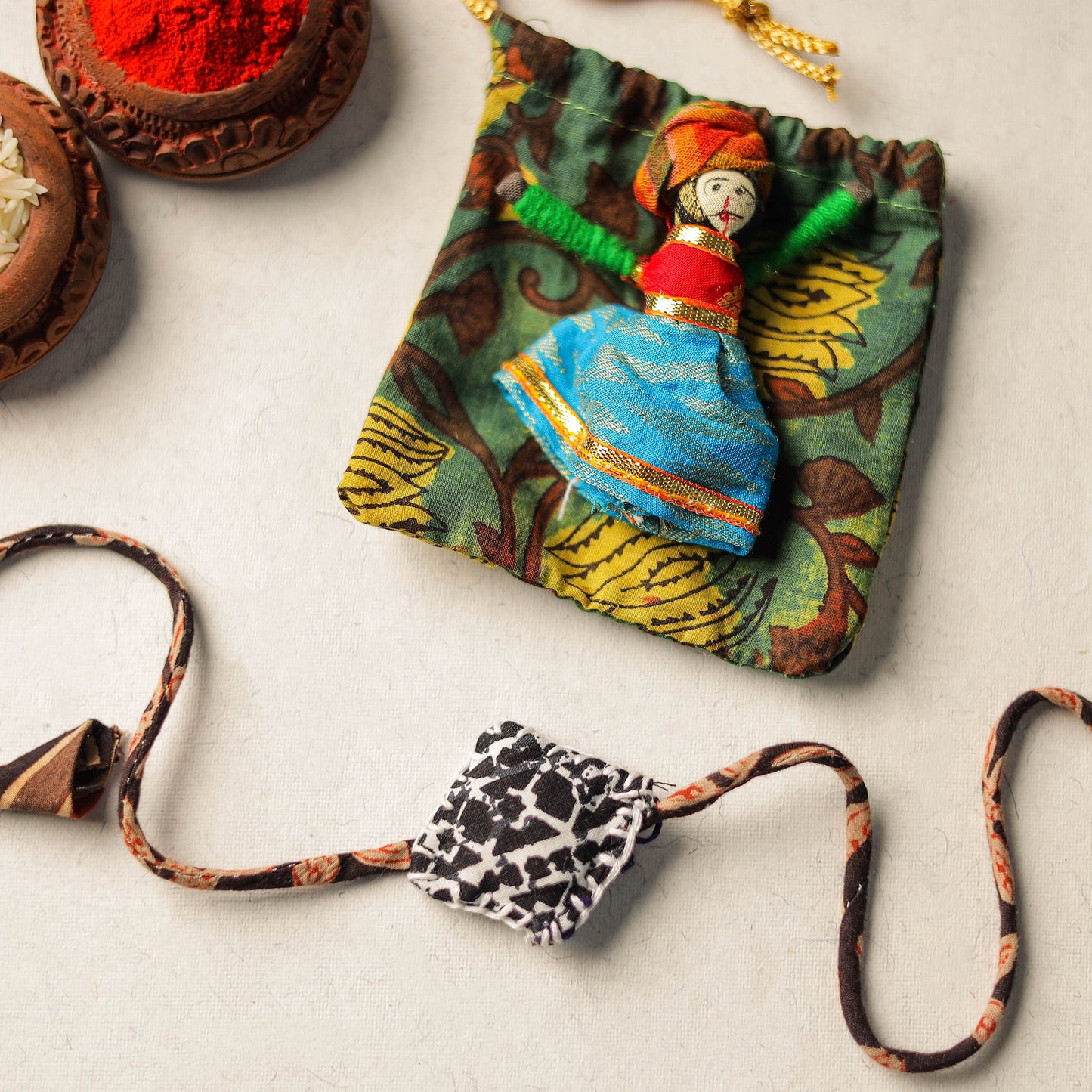  Handcrafted Embroidery Fabart Rakhi 05 