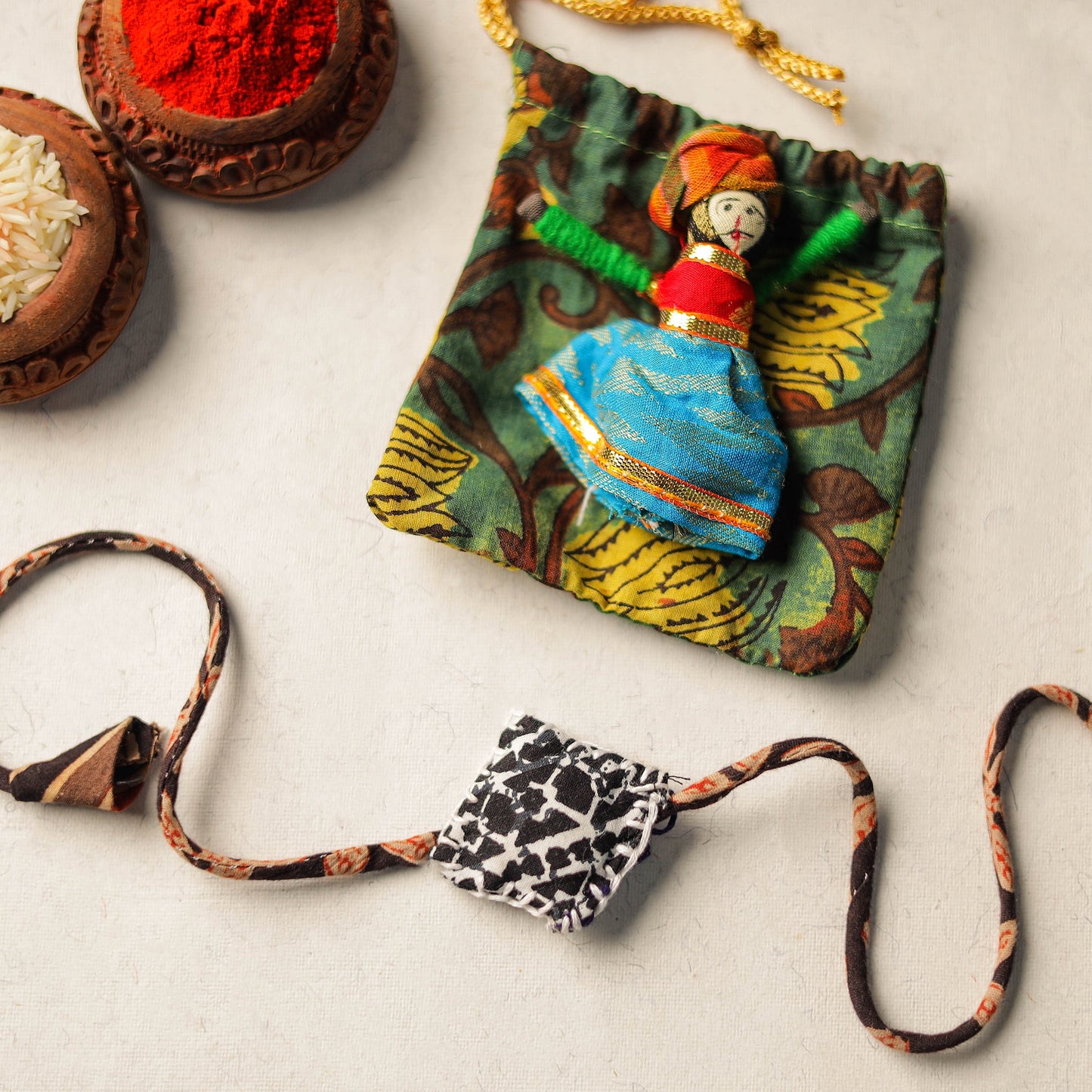  Handcrafted Embroidery Fabart Rakhi 05 