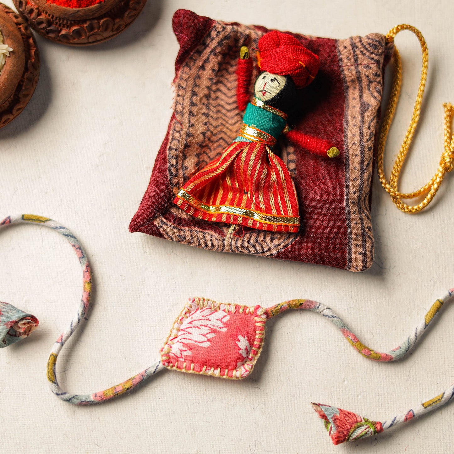  Handcrafted Embroidery Fabart Rakhi 06 